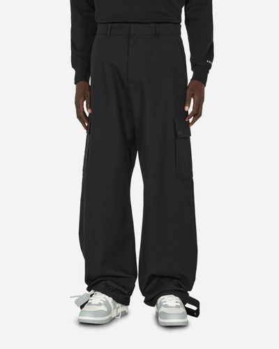 Shop Off-white Embroidered Wool Cargo Pants In Black