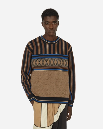 Shop Ahluwalia Kuti Knitted Crewneck Sweater In Brown