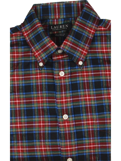 Shop Lauren Ralph Lauren Mens Plaid Regular Fit Button-down Shirt In Black