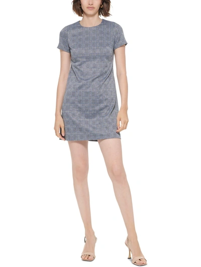 Shop Calvin Klein Petites Womens Ponte Short Mini Dress In Grey