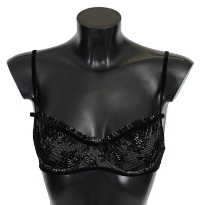 Shop Ermanno Scervino Mesh Balconcino Bra Nylon Women's Underwear In Black