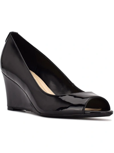 Shop Nine West Cape 9x9 Womens Suede Peep Toe Wedge Heels In Black