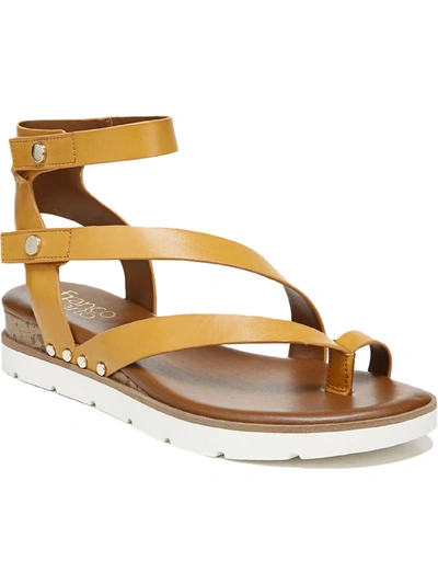 Shop Franco Sarto Daven Womens Faux Leather Ankle Strap Wedge Sandals In Gold