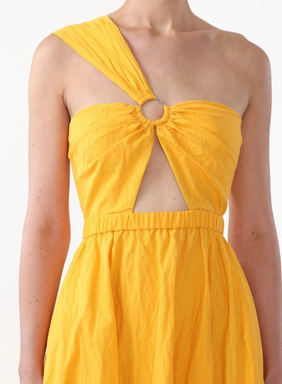 Shop Jason Wu One Shoulder Cutout Dress W/ O-ring In Yellow