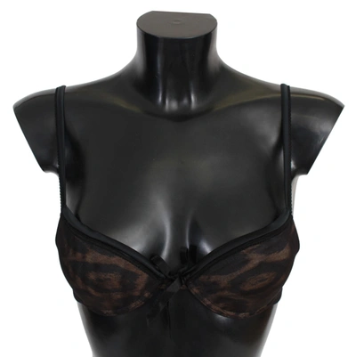 Shop Roberto Cavalli Leopard Nylon Push Up Bra Women's Underwear In Black