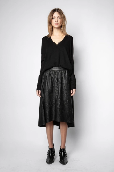 Shop Zadig & Voltaire Joslin Cuir Froissã Skirt In Black