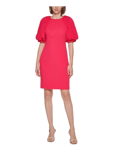 Shop Calvin Klein Womens Scuba Mini Sheath Dress In Pink