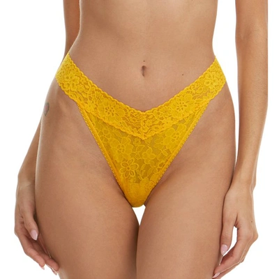Shop Hanky Panky Daily Lace Original Rise Thong In Yellow