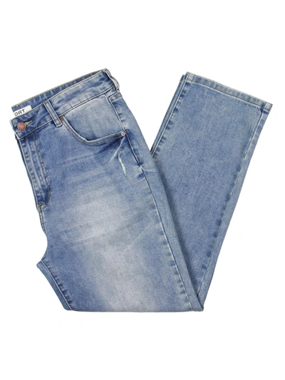 Shop Oat New York Womens Denim Ankle Straight Leg Jeans In Blue