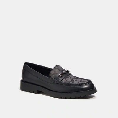 Shop Coach Outlet Brooks Loafer In Signature Jacquard In Black