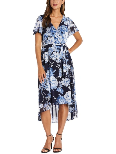 Shop R & M Richards Womens Belted Long Maxi Dress In Blue