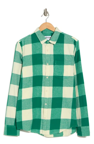Shop Abound Long Sleeve Flannel Button-up Shirt In Ivory- Green Buffalo