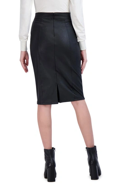 Shop Ookie & Lala Faux Leather Button Skirt In Black
