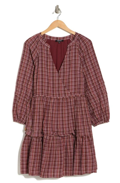 Shop Madewell Oaklynn Yarn Dye Long Sleeve Dress In Dark Merlot