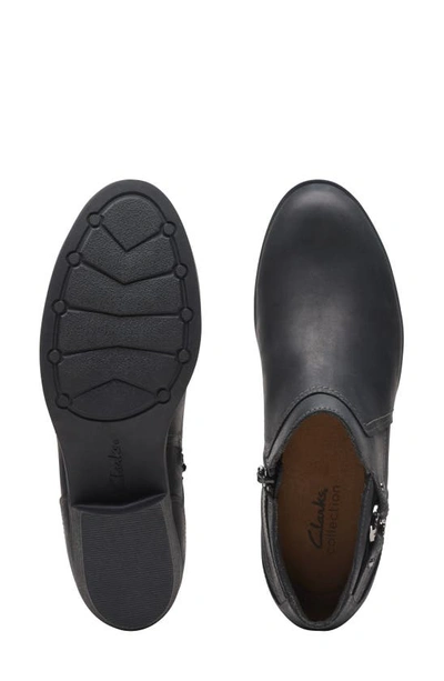 Clarks Charlton Grace Ankle Boot In Black Oily Lea