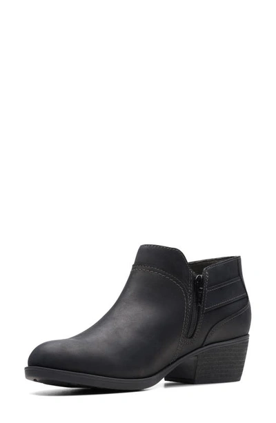 Clarks Charlton Grace Ankle Boot In Black Oily Lea