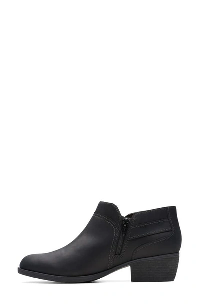 Clarks Charlton Grace Ankle Boot In Black Oily Lea