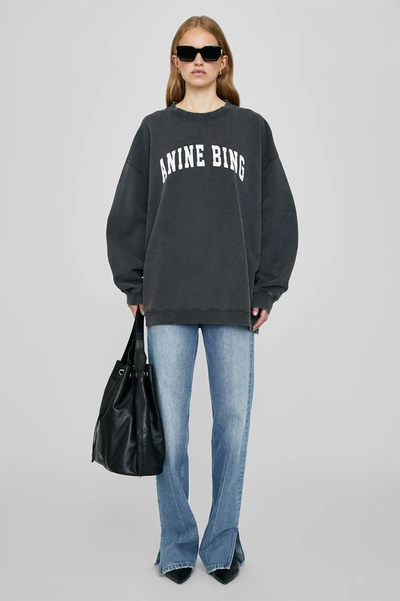 Shop Anine Bing Tyler Sweatshirt In Washed Black