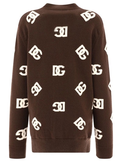 Shop Dolce & Gabbana "dg" Cardigan In Brown