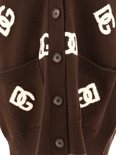 Shop Dolce & Gabbana "dg" Cardigan In Brown