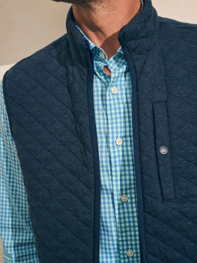 Shop Faherty Epic Quilted Fleece Shirt Jacket Vest In Navy Melange