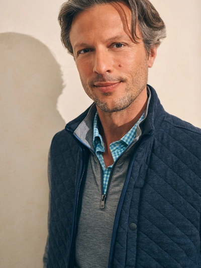 Faherty Epic Quilted Fleece Vest In Navy Melange