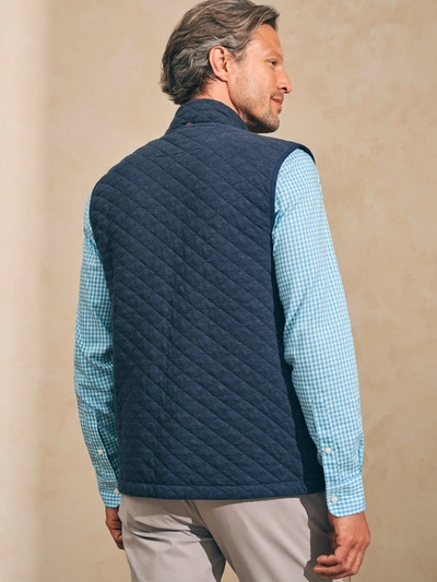 Shop Faherty Epic Quilted Fleece Shirt Jacket Vest In Navy Melange