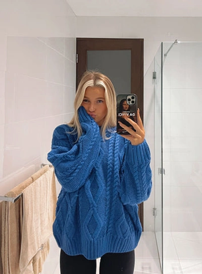 Shop Princess Polly Anaya Oversized Sweater In Monday Blues