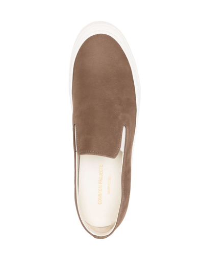 Shop Common Projects Leather Slip-on Sneakers In Brown