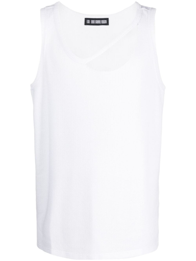 Shop Lgn Louis Gabriel Nouchi Cut-out Cotton-blend Tank Top In White
