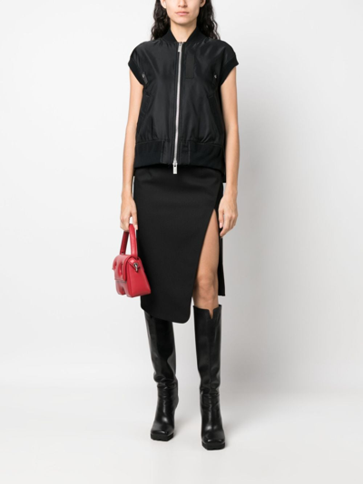 Shop Off-white Side-slit Crepe Midi Skirt In Black