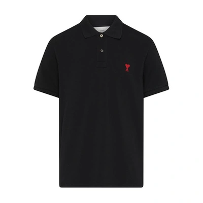 Shop Ami Alexandre Mattiussi Ami De Caur Polo Shirt In Black