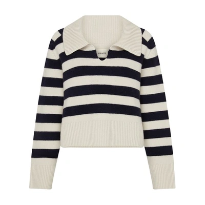 Shop Khaite Franklin Sweater In Magnolia_navy_stripe
