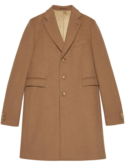 Shop Gucci Brown Single-breasted Coat