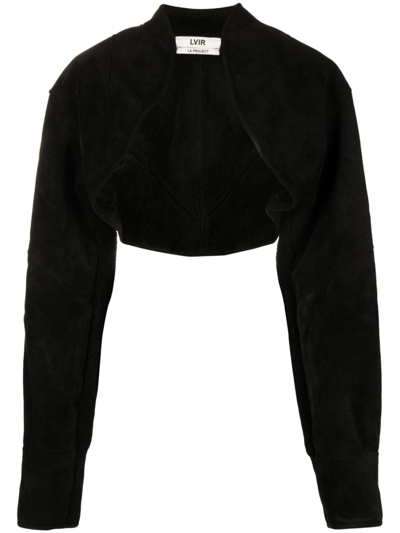 Shop Lvir Faux-suede Bolero Jacket - Women's - Wool/spandex/elastane/polyester/acrylic In Black