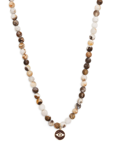 Shop Sydney Evan Perlenkette Mit Evil Eye Aus 14kt Gelbgold In Brown