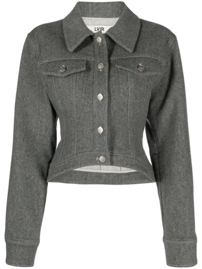 Shop Lvir Grey Single-breasted Cropped Jacket
