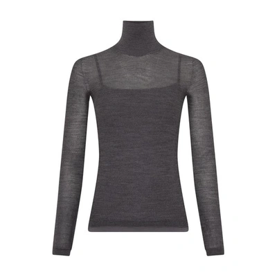 Shop Max Mara Stresa Turtleneck Shirt In Grigio_medio