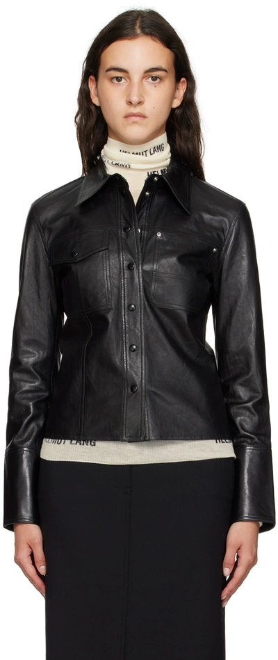 Shop Helmut Lang Black Shirt Leather Jacket In Black - 001