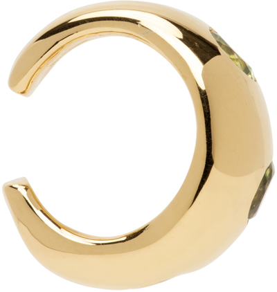 Shop Faris Gold Peridot Grosso Single Ear Cuff In Gold Plate / Peridot