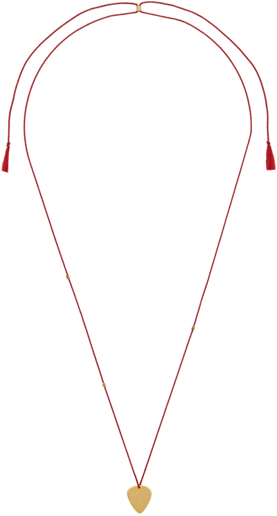 Shop Paul Smith Red & Gold Plectrum Necklace In 83 Metallics