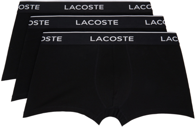 Shop Lacoste Three-pack Black Casual Boxers In 031 Black
