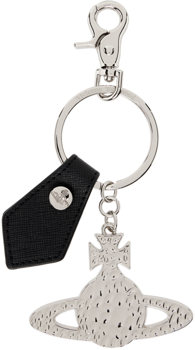 Shop Vivienne Westwood Silver Hammered Orb Keychain In 223-om0009-n401la