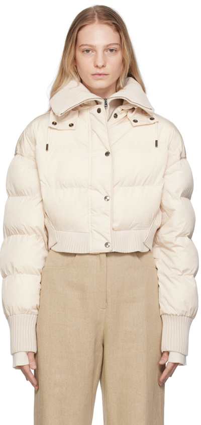 Jacquemus Caraco Layered Ribbed-knit And Quilted Shell Jacket In 110 Off/white