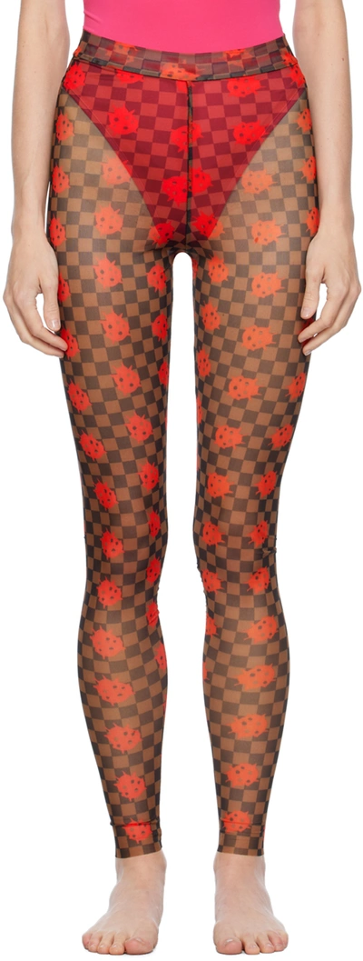 Shop Andrej Gronau Ssense Exclusive Brown & Red Leggings In Brown/red