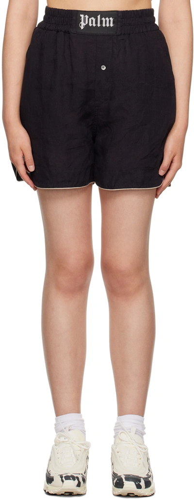 Shop Palm Angels Black Button Shorts