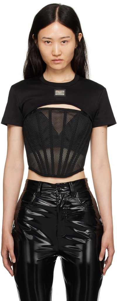 Shop Dolce & Gabbana Black Cutout T-shirt In N0000 Nero