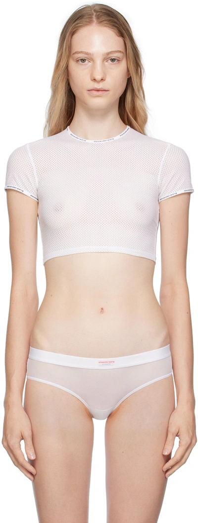 Shop Alexander Wang White Cropped T-shirt In 100 White