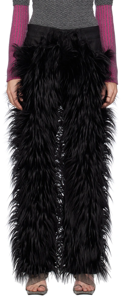 Paula Canovas Del Vas Ssense Exclusive Black Faux-fur Jeans In Black