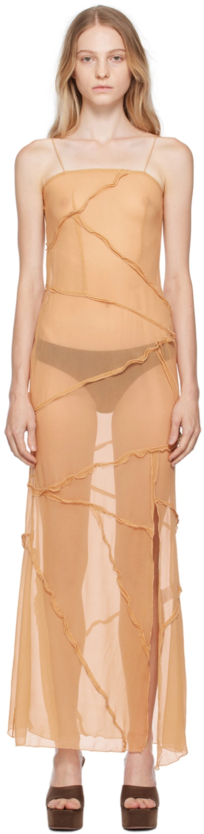 Shop Kim Shui Beige Semi-sheer Midi Dress